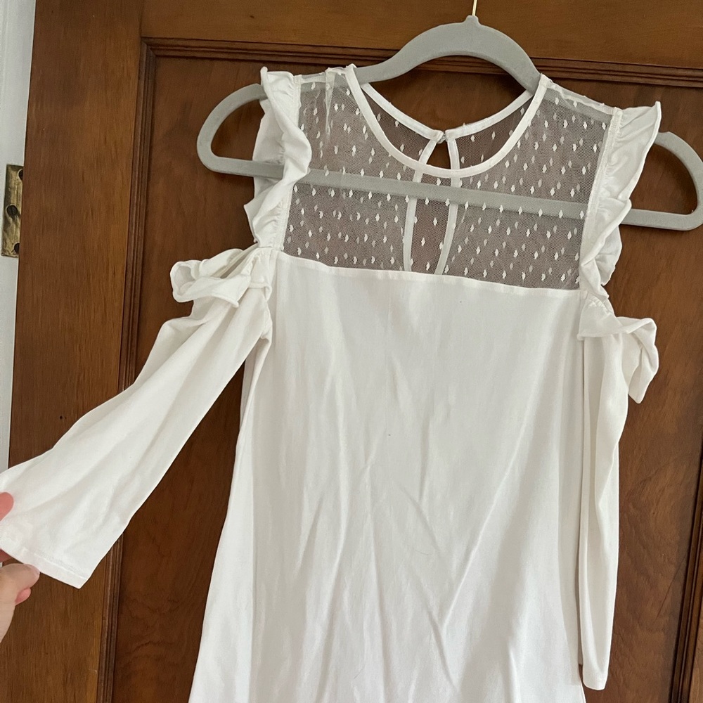 Express White Ruffle Top